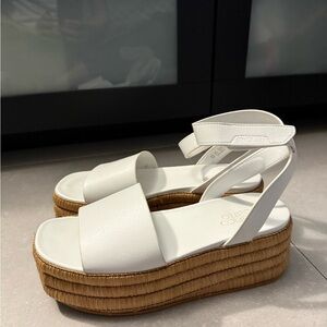 Franco Sarto Cream and Tan Platform Sandals